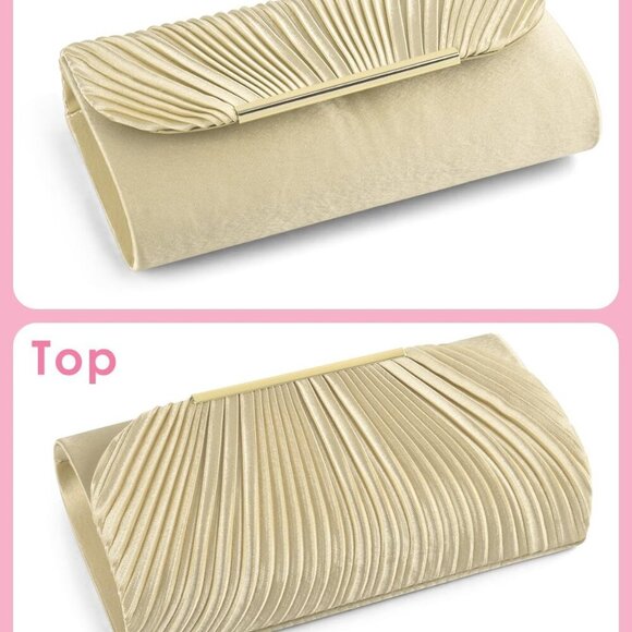 Roomy Gold Handbag for Parties - Fashionable and Functional Evening Clutch - Picture 5 of 7